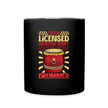 Achtung - geprüfter Drachenboot Trommler - Tasse einfarbig - Schwarz - Vorne