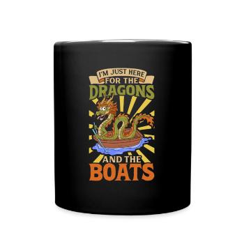 Nur hier für die Drachen und die Boote - Drachenbo - Tasse einfarbig - Schwarz - Vorne