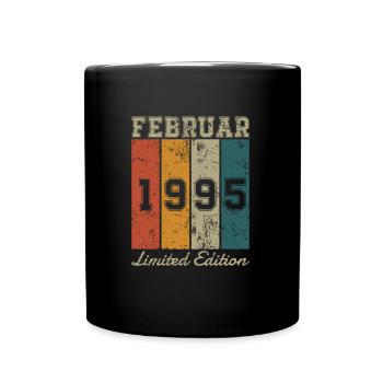 Geburtstag: Februar 1995 - Limited Edition Retro - Tasse einfarbig - Schwarz - Vorne