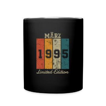 Geburtstag: März 1995 - Limited Edition Retro - Tasse einfarbig - Schwarz - Vorne