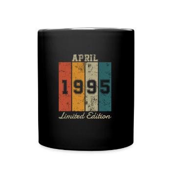 Geburtstag: April 1995 - Limited Edition Retro - Tasse einfarbig - Schwarz - Vorne