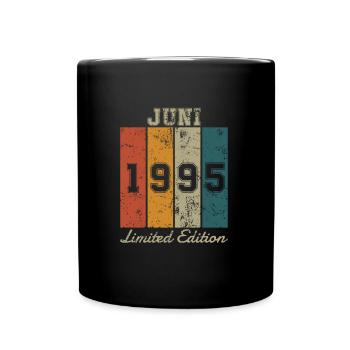 Geburtstag: Juni 1995 - Limited Edition Retro - Tasse einfarbig - Schwarz - Vorne