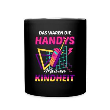 90er Jahre Mottoparty 1990er Neunziger Kostüm - Tasse einfarbig - Schwarz - Vorne
