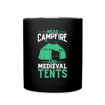 Mead campfires and medieval tents - Full Colour Mug - black - Front