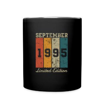Geburtstag: September 1995 - Limited Edition Retro - Tasse einfarbig - Schwarz - Vorne