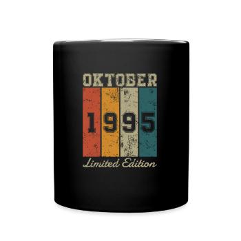 Geburtstag: Oktober 1995 - Limited Edition Retro - Tasse einfarbig - Schwarz - Vorne