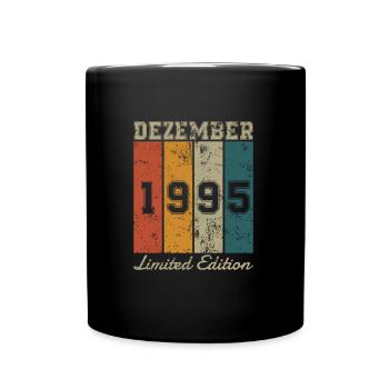 Geburtstag: Dezember 1995 - Limited Edition Retro - Tasse einfarbig - Schwarz - Vorne