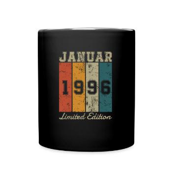 Geburtstag: Januar 1996 - Limited Edition Retro - Tasse einfarbig - Schwarz - Vorne