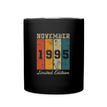 Geburtstag: November 1995 - Limited Edition Retro - Tasse einfarbig - Schwarz - Vorne