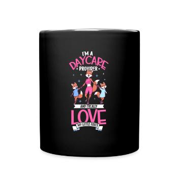 I really love my little foxes - Tagesmutter - Tasse einfarbig - Schwarz - Vorne