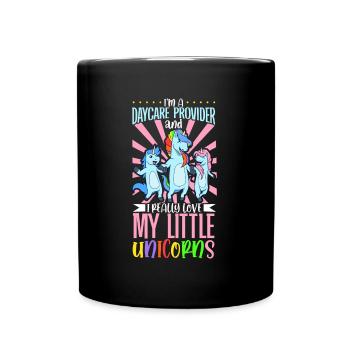 I really love my little unicorns - Tagesmutter - Tasse einfarbig - Schwarz - Vorne