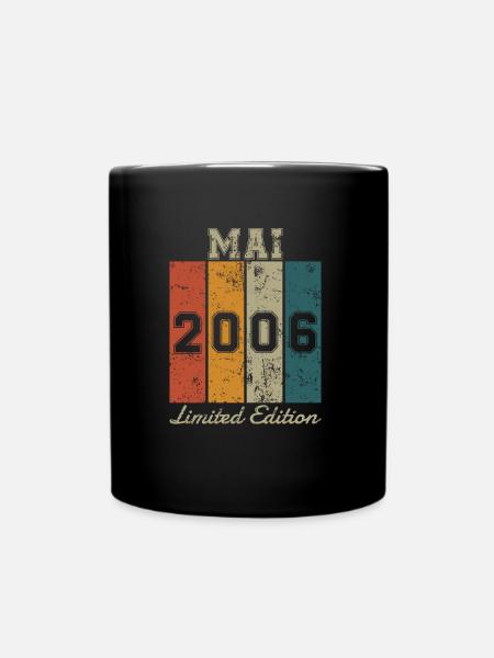 Geburtstag: Mai 2006 - Limited Edition Retro - Tasse einfarbig - Schwarz