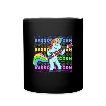 Bassoonicorn - Einhorn mit Fagott - Tasse einfarbig - Schwarz - Vorne