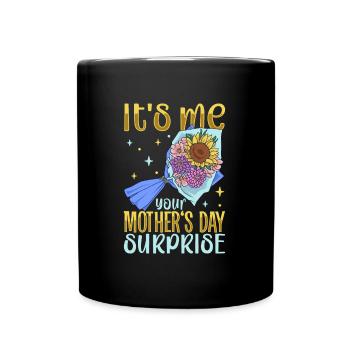 With flowers - surprise for Mother's Day - Full Colour Mug - black - Front