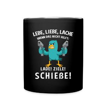 Lebe Liebe Lache Wenn Das Nicht Hilft Lade Ziele - Tasse einfarbig - Schwarz - Vorne