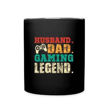 Ehemann Papa Gaming Legend - Geschenk für Gamer - Tasse einfarbig - Schwarz - Vorne