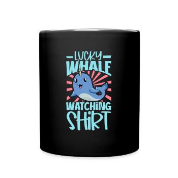 Walbeobachtung - Lucky Whale Watching - Full Colour Mug - black - Front