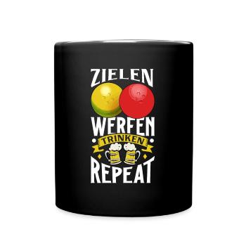 Zielen Werfen Trinken Repeat - Bosseln - Tasse einfarbig - Schwarz - Vorne