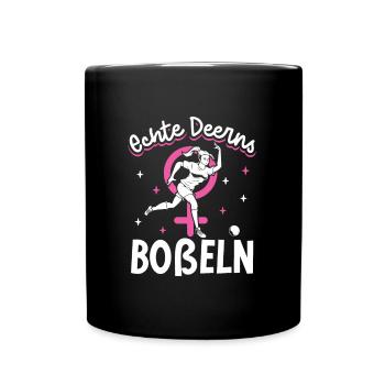 Echte Deerns Boßeln - Tasse einfarbig - Schwarz - Vorne
