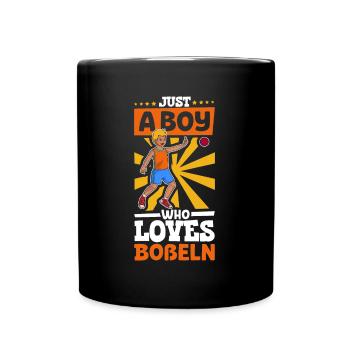 Just a boy who loves Boßeln - Tasse einfarbig - Schwarz - Vorne