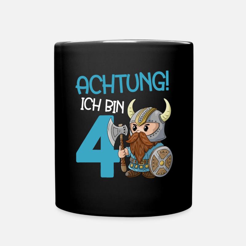 4 Jahre Geburtstag Ritter 4. Geburtstag Wikinger - Tasse einfarbig - Schwarz