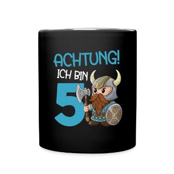 5 Jahre Geburtstag Ritter 5. Geburtstag Wikinger - Tasse einfarbig - Schwarz - Vorne