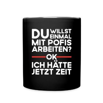 Einmal mit Profis Arbeiten Lustiges Handwerker - Tasse einfarbig - Schwarz - Vorne