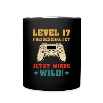 Level 17 Freigeschaltet Geburtstagsgeschenk - Tasse einfarbig - Schwarz - Vorne