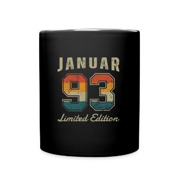 Date de naissance : Janvier 1993 - Edition Limitée Rétro - Mug uni - noir - Devant