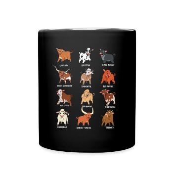 Verschiedene Kawaii Kühe - Tasse einfarbig - Schwarz - Vorne
