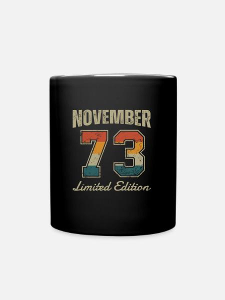 Geburtstag: November 1973 - Limited Edition Retro - Tasse einfarbig - Schwarz