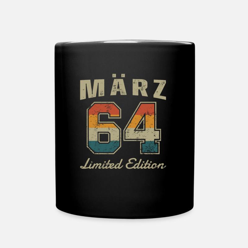 Geburtstag: März 1964 - Limited Edition Retro - Tasse einfarbig - Schwarz