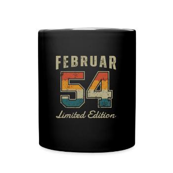Geburtstag: Februar 1954 - Limited Edition Retro - Tasse einfarbig - Schwarz - Vorne