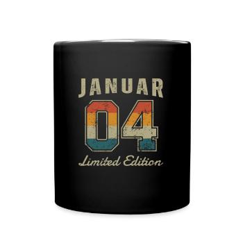 Geburtstag: Januar 2004 - Limited Edition Retro - Tasse einfarbig - Schwarz - Vorne
