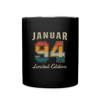 Geburtstag: Januar 1994 - Limited Edition Retro - Tasse einfarbig - Schwarz - Vorne