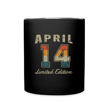 Geburtstag: April 2014 - Limited Edition Retro - Tasse einfarbig - Schwarz - Vorne