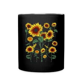 Natur Blume Gelbe Sonnenblume Geschenkidee Botanik - Tasse einfarbig - Schwarz - Vorne