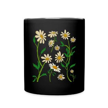 Garden Flowers Blossom Daisy Gift Botany - Full Colour Mug - black - Front