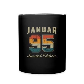 Geburtstag: Januar 1995 - Limited Edition Retro - Tasse einfarbig - Schwarz - Vorne