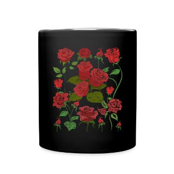 Nature Roses Blossoms Hobby Gardener Gift Botany - Full Colour Mug - black - Front