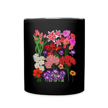 Wildblumen Bunte Blumen Blüten Geschenk Botanik - Tasse einfarbig - Schwarz - Vorne