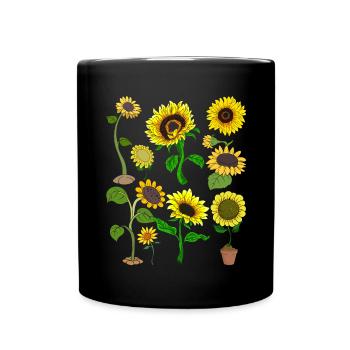 Gelbe Sonnenblume Natur Garten Geschenk Botanik - Tasse einfarbig - Schwarz - Vorne