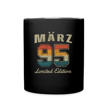 Geburtstag: März 1995 - Limited Edition Retro - Tasse einfarbig - Schwarz - Vorne