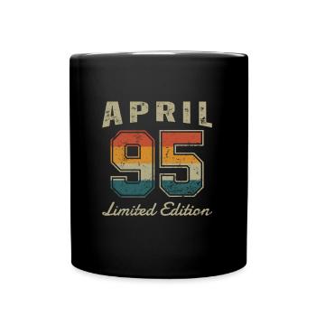 Geburtstag: April 1995 - Limited Edition Retro - Tasse einfarbig - Schwarz - Vorne