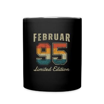 Geburtstag: Februar 1995 - Limited Edition Retro - Tasse einfarbig - Schwarz - Vorne
