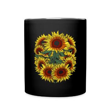 Fleurs Tournesols Jaunes Cadeau Nature Botanique - Mug uni - noir - Devant