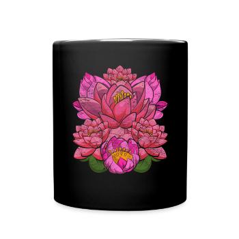 Lotus Blossom Botanic Garden Gift Botany - Full Colour Mug - black - Front