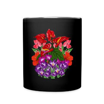 Fleurs de jardin colorées jardinier cadeau botanique - Mug uni - noir - Devant