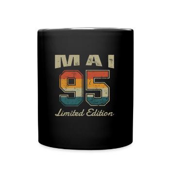 Geburtstag: Mai 1995 - Limited Edition Retro - Tasse einfarbig - Schwarz - Vorne