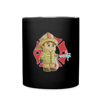 Little Firefighter Kinder Feuerwehr - Tasse einfarbig - Schwarz - Vorne